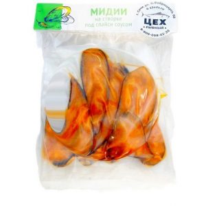 Мидии на створке под спайси соусом — изображение 1